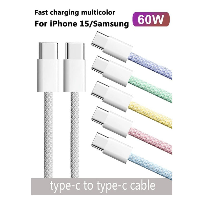 Cable Cargador Usb C Carga Rapida 60w Pd 2mts Resistente