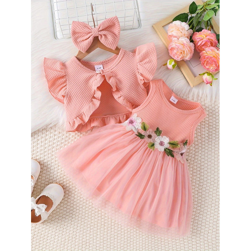 Conjunto Vestido Bebe Niña Elegante Bautizo Cortejo Chaqueta