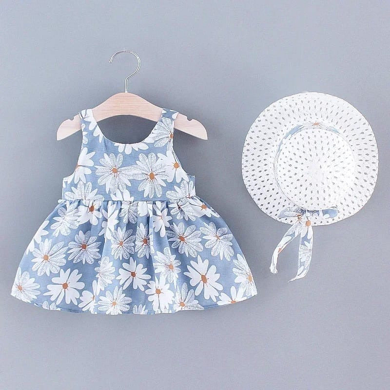 Vestido Para Bebe Niña 2 Piezas Sombrero Entrega Inmediata