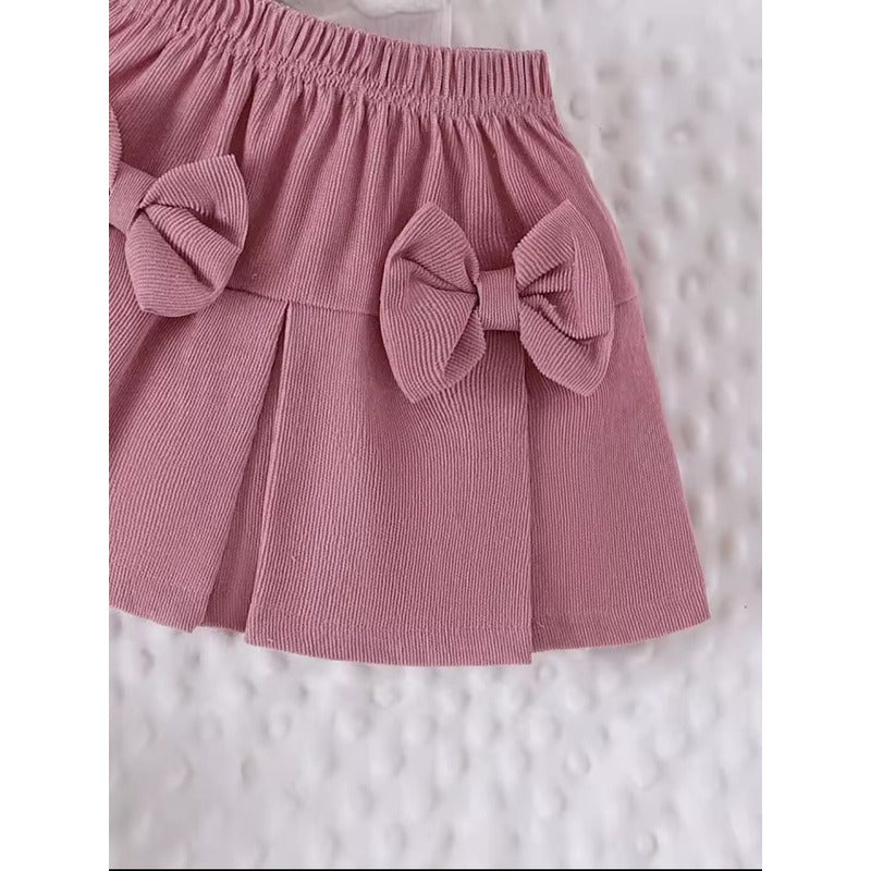 Conjunto Para Bebé Vestido Estampado De Corazón Y Falda