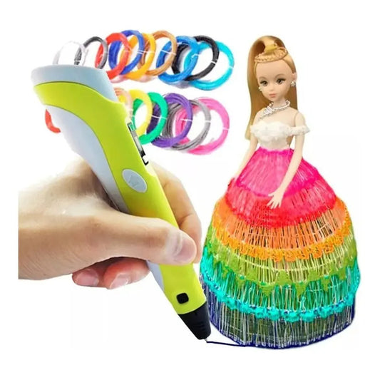 Lapiz 3d Impresion 26 Filamentos Boligrafo Dibujo Kit Pen Amarillo