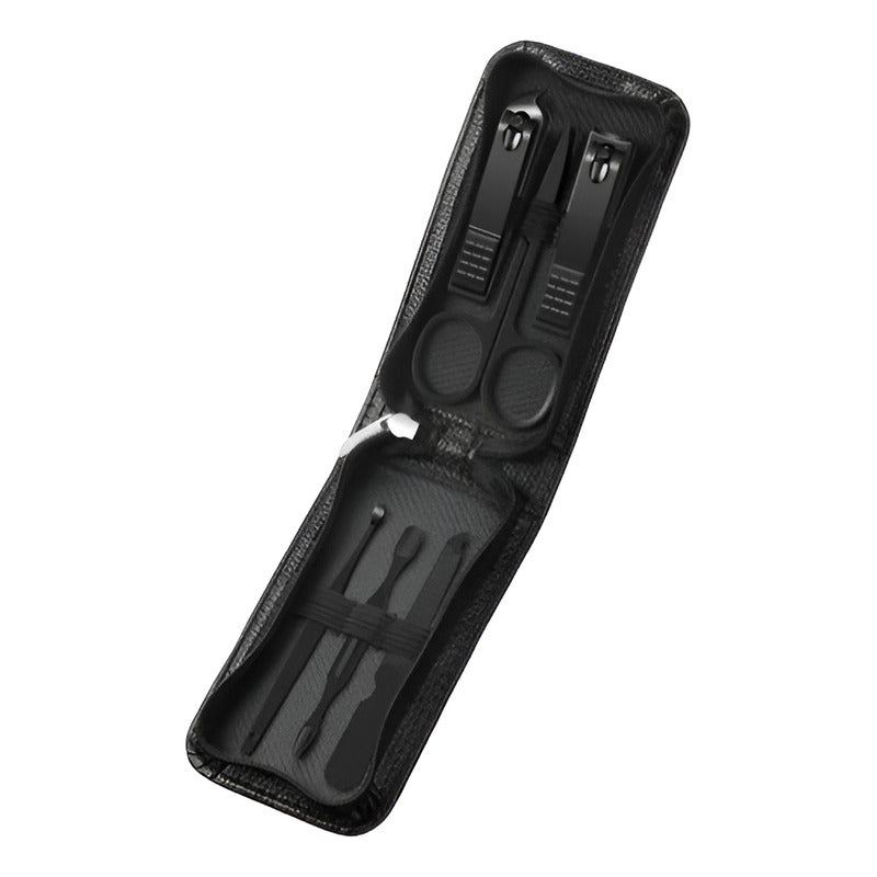 Set Manicure Corta Uñas X6 Pzas Negro + Estuche
