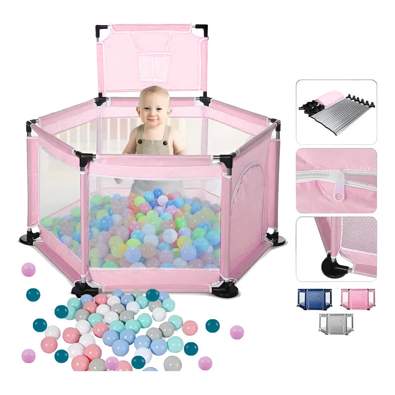 Corral Corralito Juego Bebe Niños Con Mat Alfombra Piscina