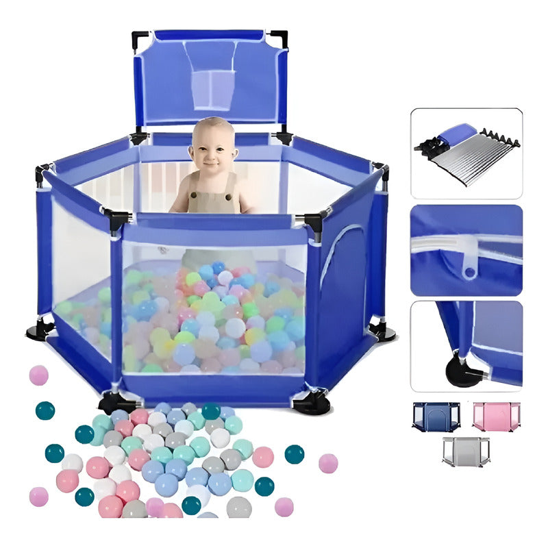 Corral Corralito Juego Bebe Niños Con Mat Alfombra Piscina