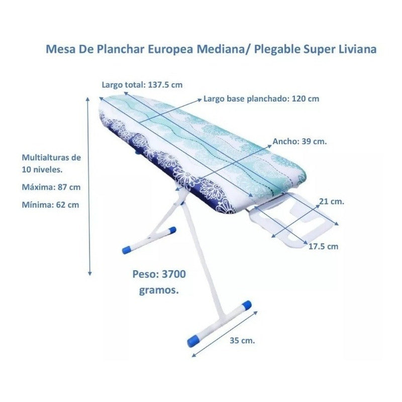 Mesa De Planchar Multialturas Europea Mediana Plegable