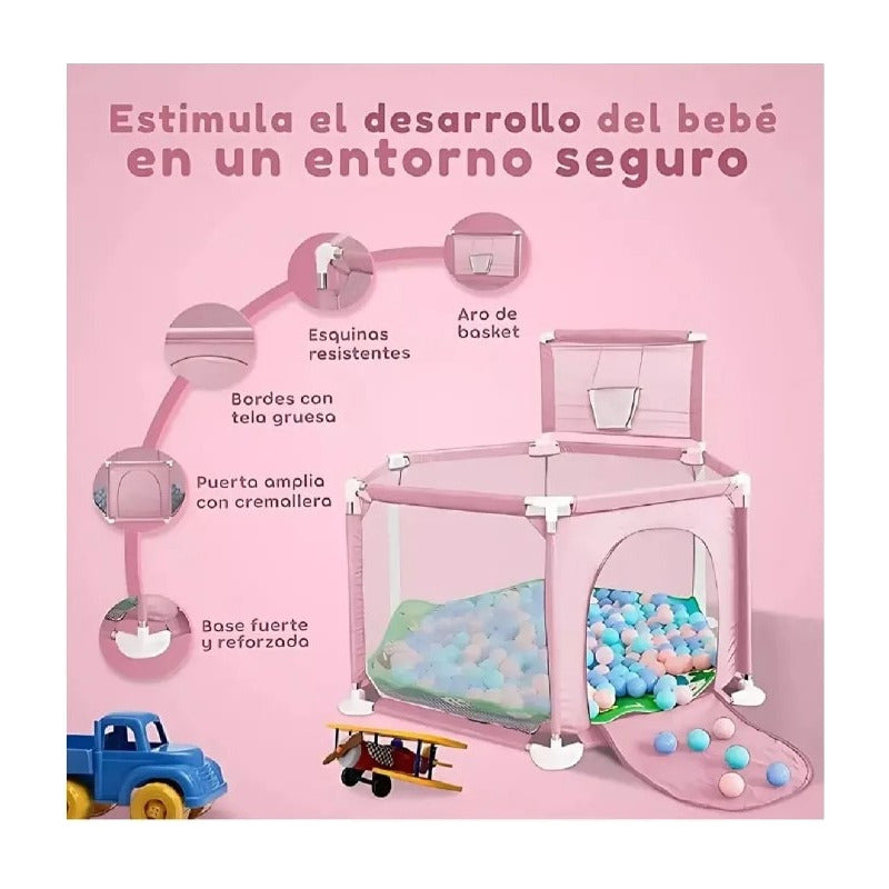Corral Corralito Juego Bebe Niños Con Mat Alfombra Piscina