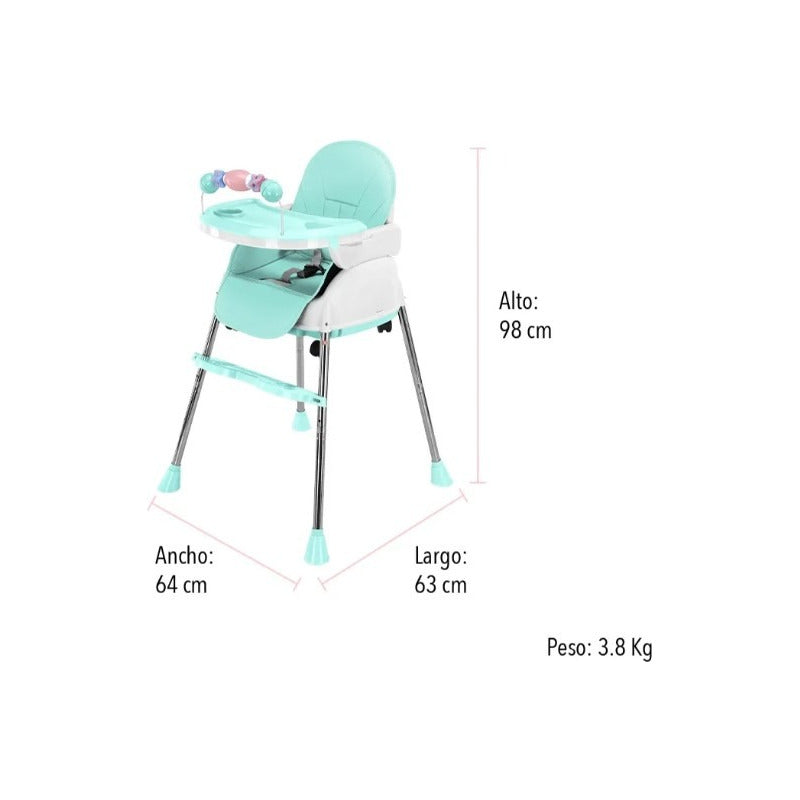 Silla Comedor Bebe 4 En 1 Juguetes Doble Bandeja Booster