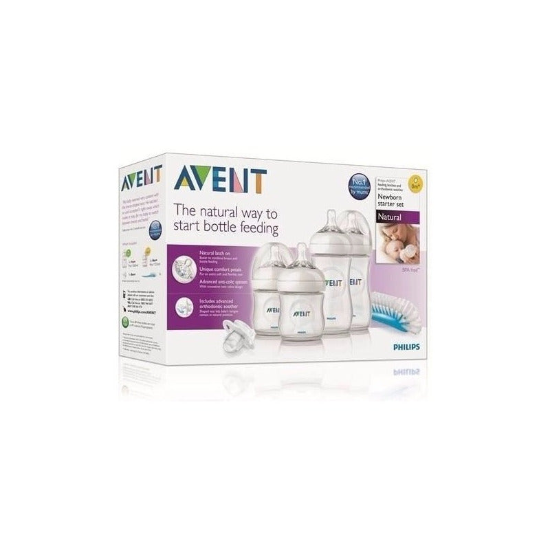Set Regalo Kit 4 Teteros Avent Natural Chupo Y Cepillo