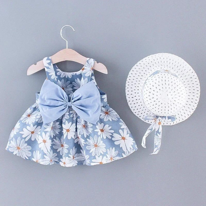 Vestido Para Bebe Niña 2 Piezas Sombrero Entrega Inmediata
