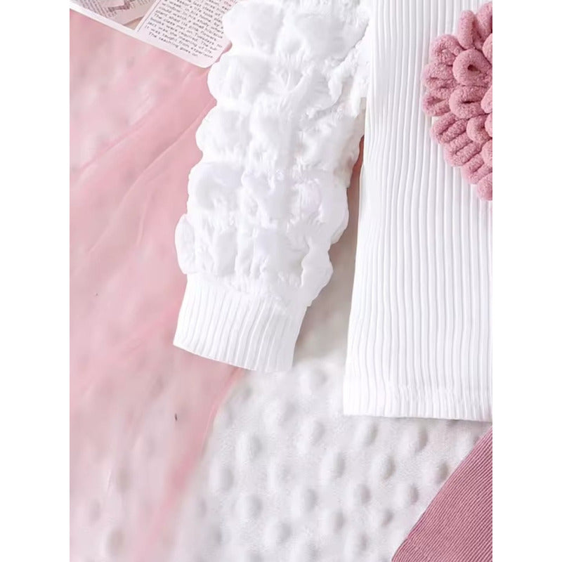Conjunto Para Bebé Vestido Estampado De Corazón Y Falda