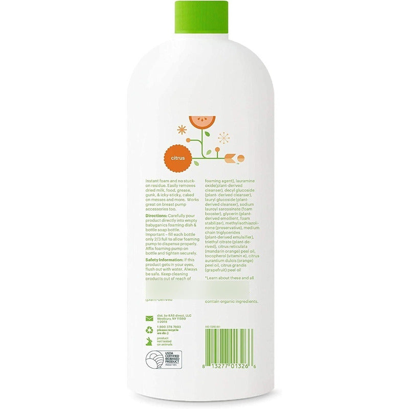 Limpiador Jabón Líquido Tetero Babyganics Rendidor 947ml