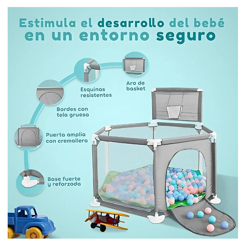 Corral Corralito Juego Bebe Niños Con Mat Alfombra Piscina