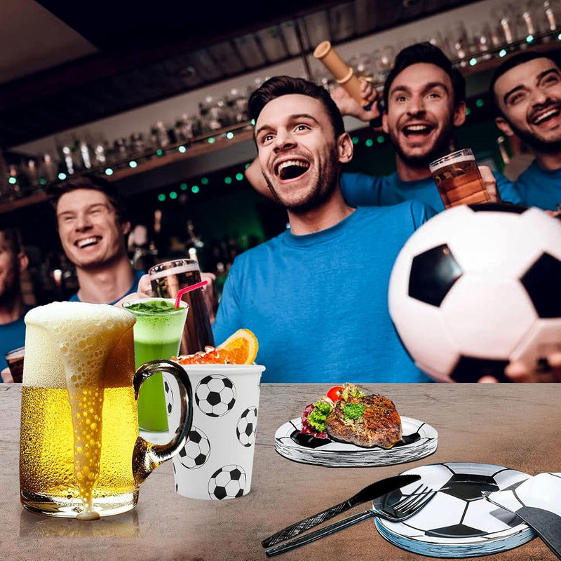 Set Platos Decoracion Futbol Vasos Cubiertos 144 Pzas