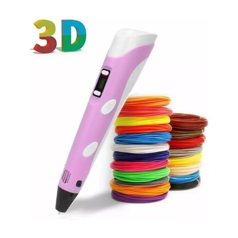 Lapiz 3d Impresion 26 Filamentos Boligrafo Dibujo Kit Pen Rosa