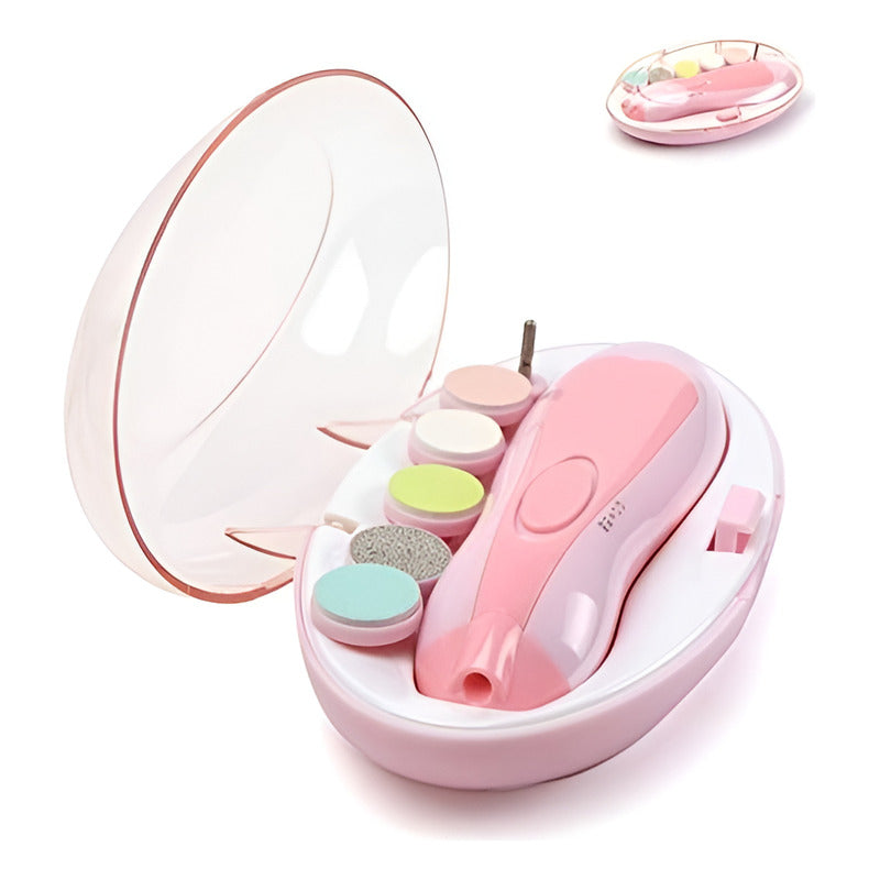 Cortauñas Eléctrico Para Bebe Lima De Uñas 6 Cabezales + Luz
