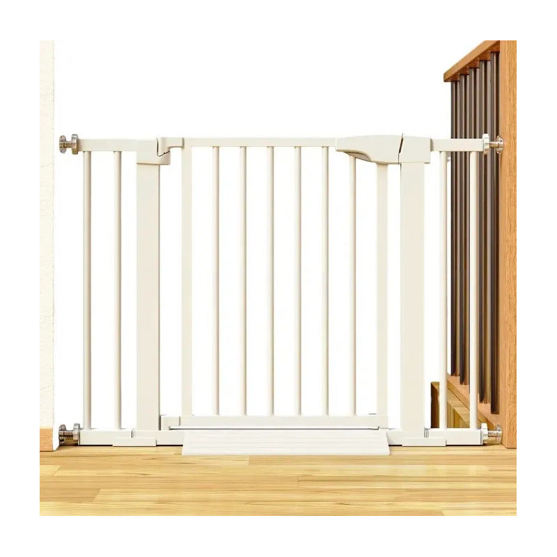 Puerta Reja De Seguridad Para Bebe Mascotas Escalera Malla Blanco