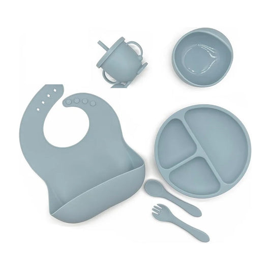 Kit Set Vajilla Alimentacion Silicona Para Bebe 8 Piezas