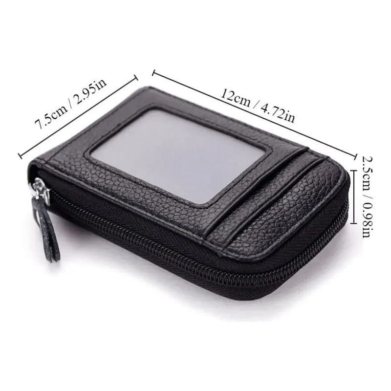 Billetera Tarjetero Elegante Hombre Con Cierre Multibolsillo Negro Multi