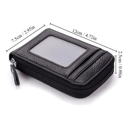 Billetera Tarjetero Elegante Hombre Con Cierre Multibolsillo Negro Multi