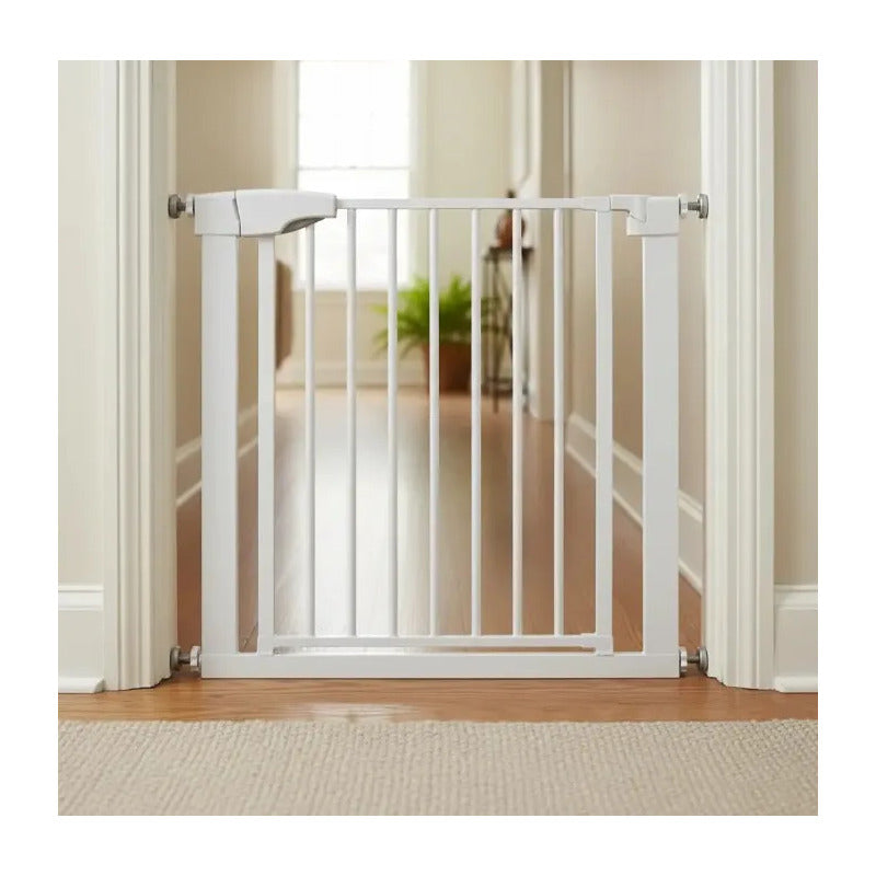 Puerta Reja De Seguridad Para Bebe Mascotas Escalera Malla Blanco