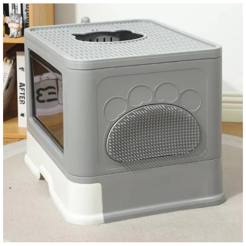 Caja De Arena Arenero Para Gatos Grande Plegable Hogar Gris