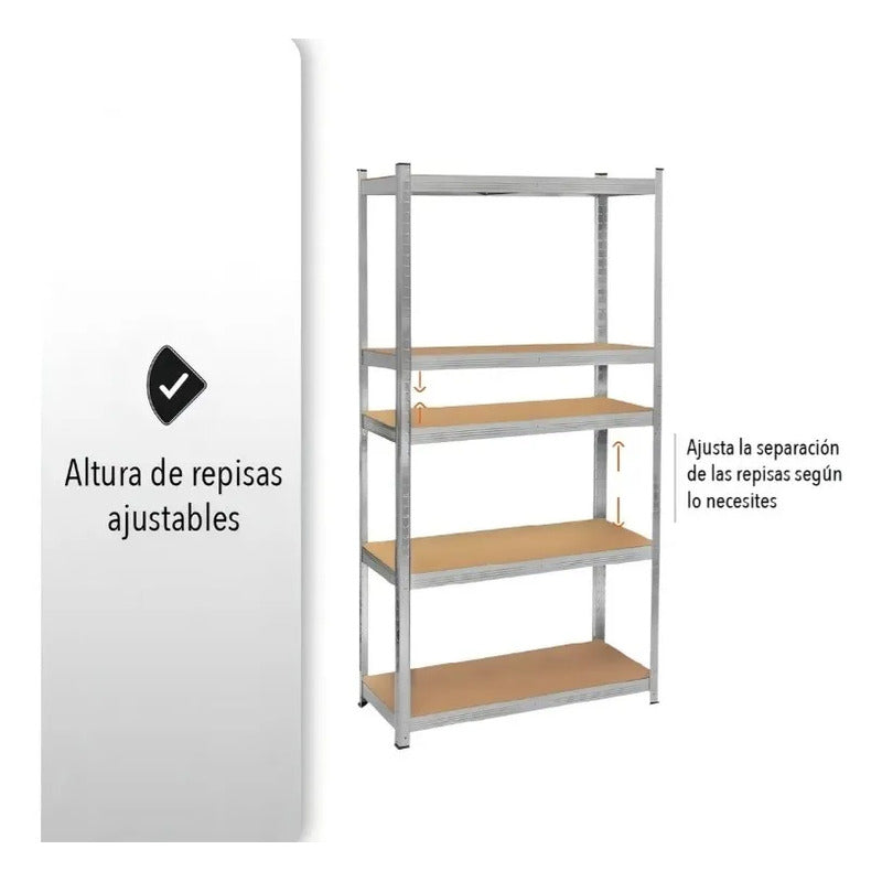 Estante Organizador Metalico Estanteria 5 Niveles Resistente Plateado