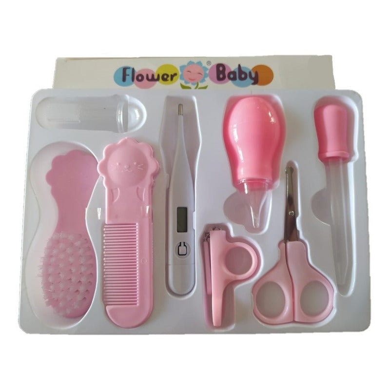 Kit Para Aseo Bebe 8 Pzas Termometro + Cepillo Y Peine