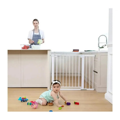 Puerta Reja De Seguridad Para Bebe Mascotas Escalera Malla Blanco