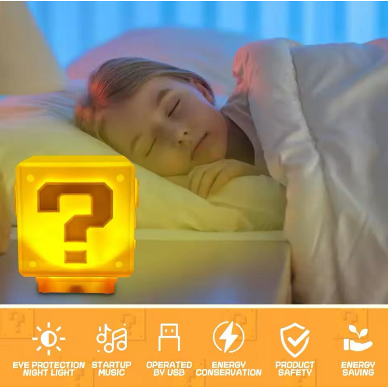 Lámpara De Mesa Mario Bros Cubo Luz Nocturna Led Para Niños