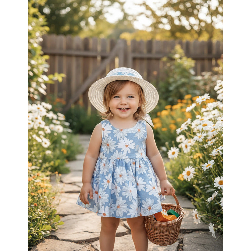 Vestido Para Bebe Niña 2 Piezas Sombrero Entrega Inmediata