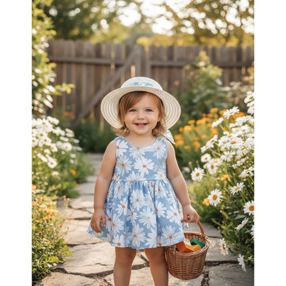 Vestido Para Bebe Niña 2 Piezas Sombrero Entrega Inmediata