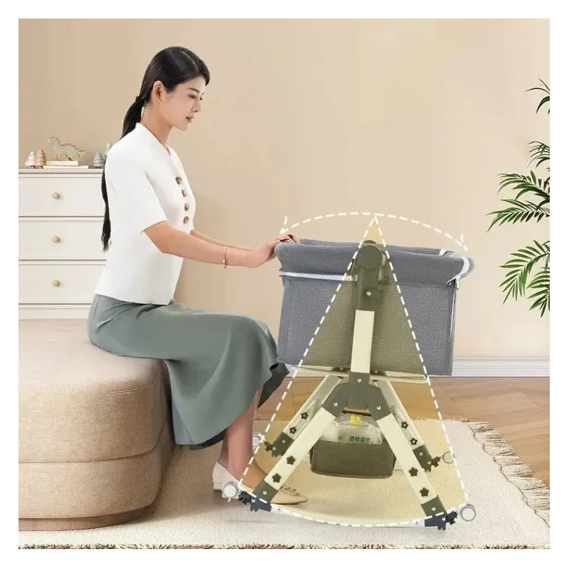 Cuna Colecho Bebe Con Mosquitero Mecedora Y Organizador 009 Gris