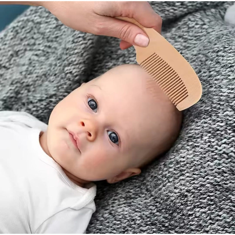 Kit Cepillo Y Peine Para Bebe En Madera Cerdas Naturales