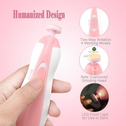 Cortauñas Eléctrico Para Bebe Lima De Uñas 6 Cabezales + Luz