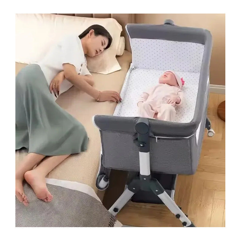 Cuna Colecho Bebe Con Mosquitero Mecedora Y Organizador 009 Gris