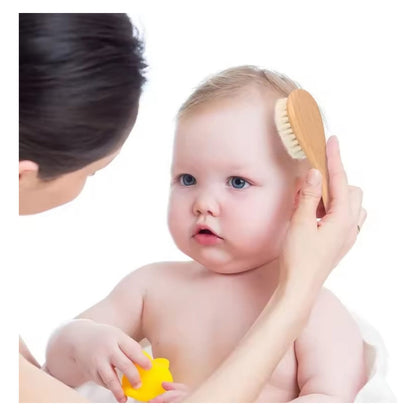 Kit Cepillo Y Peine Para Bebe En Madera Cerdas Naturales