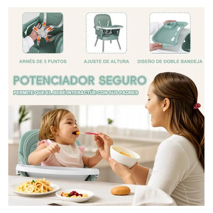Silla Comedor Bebe Alta Plegable Portatil 3 En 1 Alturas