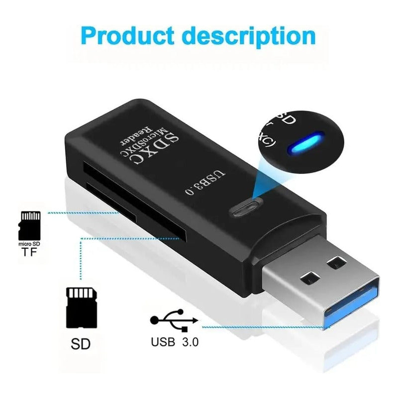 Lector Tarjeta Memoria Multifuncional Pc Usb Tf + Sd
