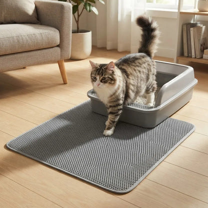 Tapete Recolector Arena Gatos Limpia Pata Doble Capa Arenero Gris