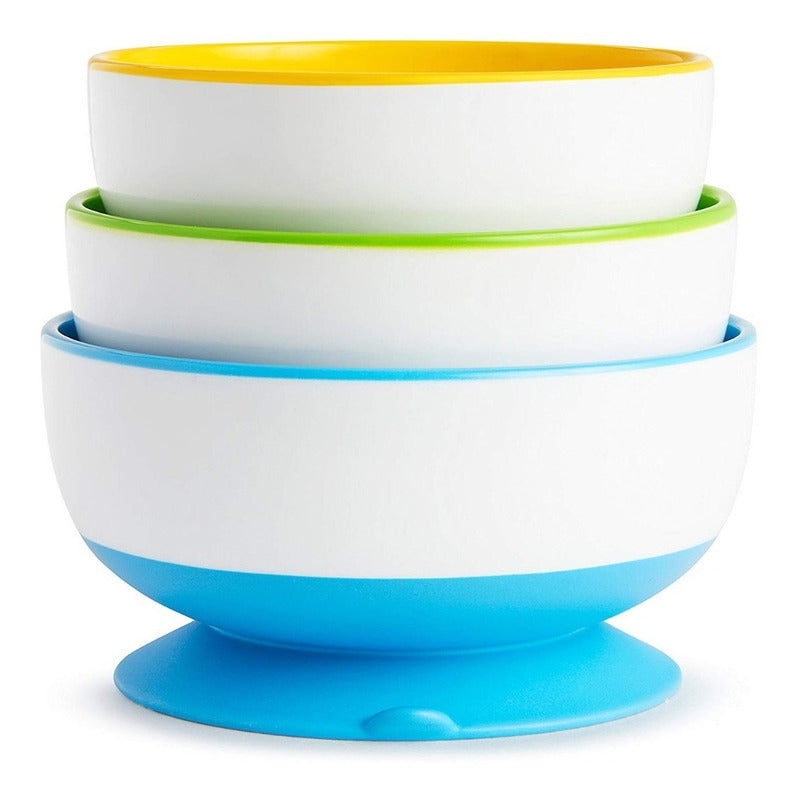 Set De 3 Platos Tipo Bowl Munchkin Bebés Niños Base Succión