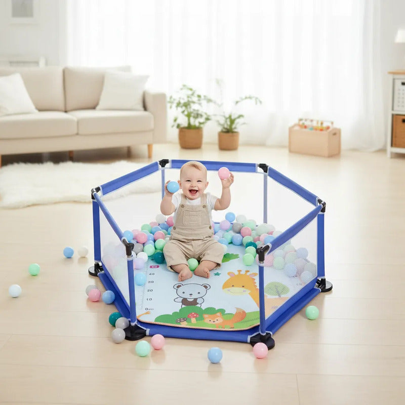Corral Corralito Juego Bebe Niños Con Mat Alfombra Piscina