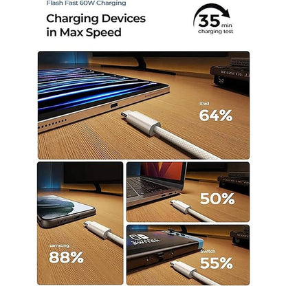 Cable Cargador Usb C Carga Rapida 60w Pd 2mts Resistente