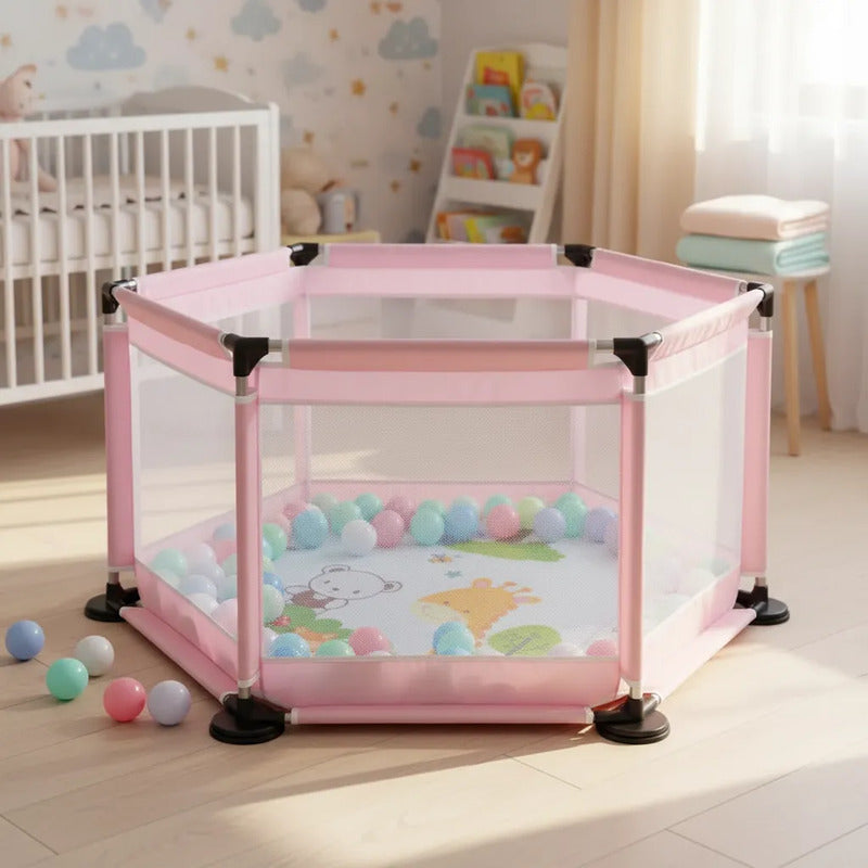 Corral Corralito Juego Bebe Niños Con Mat Alfombra Piscina