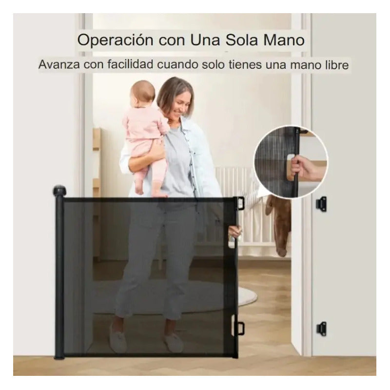 Puerta Retráctil 3 Mts Seguridad Bebe Mascota Extensible Negro 3 Mts