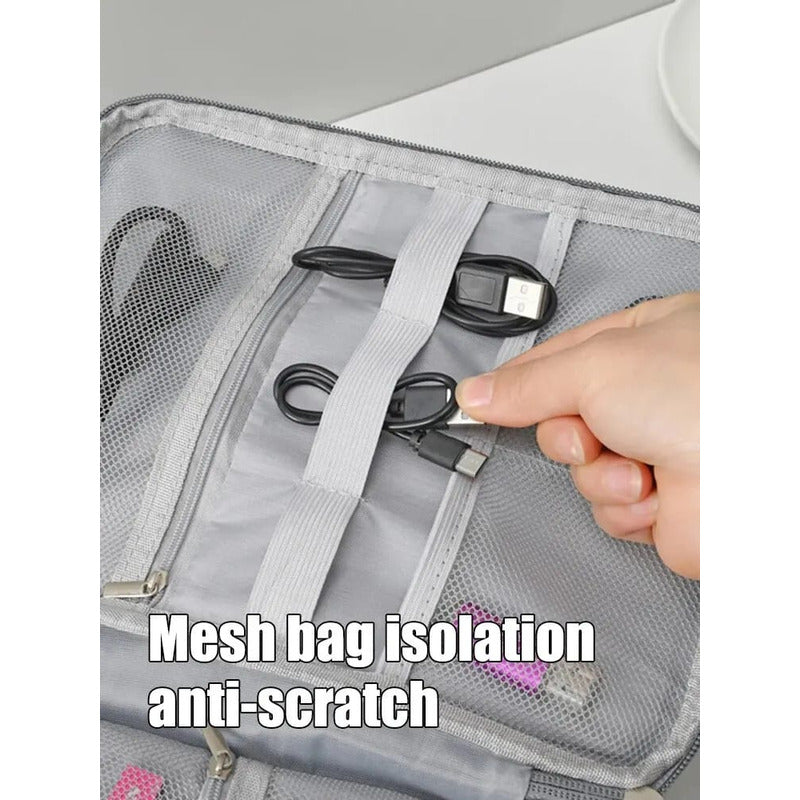 Estuche Organizador Cable Bolsa Electronico Grande 2 Niveles