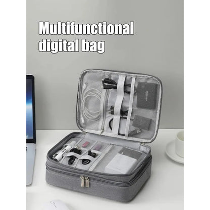 Estuche Organizador Cable Bolsa Electronico Grande 2 Niveles