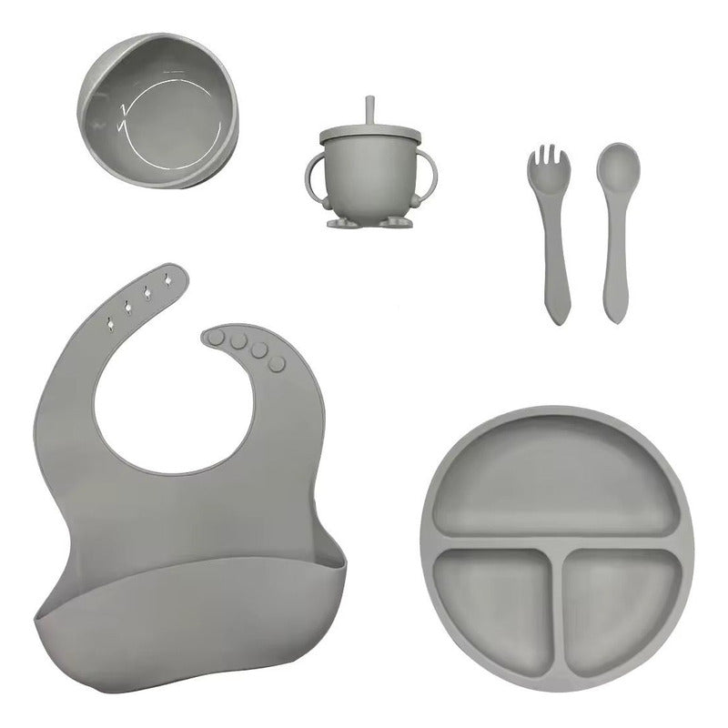Kit Set Vajilla Alimentacion Silicona Para Bebe 8 Piezas