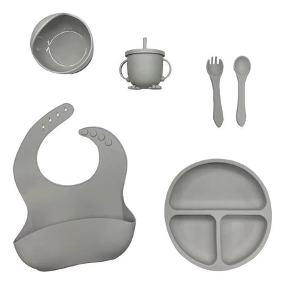 Kit Set Vajilla Alimentacion Silicona Para Bebe 8 Piezas