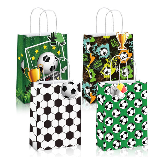 Bolsas Con Asas Cumpleaños Futbol Balon Niños X16 Y 4 Diseño