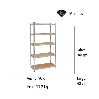 Estante Organizador Metalico Estanteria 5 Niveles Resistente Plateado